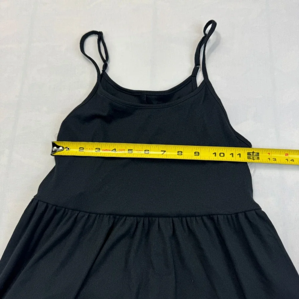 Wild Fable Tank Dress Womens Black Small Ribbed Knit Sleeveless Pleated Waist